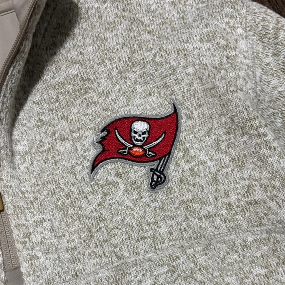 Antigua Cream Zip Up Sweater with Logo